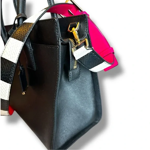 Kate Spade Black Cameron Street Candace handbag with striped strap & tassel - Picture 2 of 15